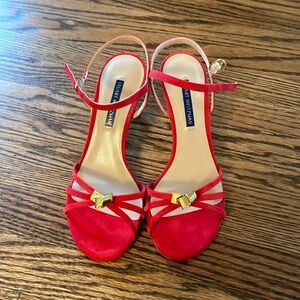 NWOT Stuart Weitzman red suede heeled sandals 36.5